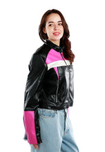 Load image into Gallery viewer, Color Block Faux Leather Biker Jacket