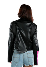 Load image into Gallery viewer, Color Block Faux Leather Biker Jacket