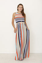 Load image into Gallery viewer, Multi color stripe maxi dress with hidden pocket
