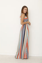 Load image into Gallery viewer, Multi color stripe maxi dress with hidden pocket
