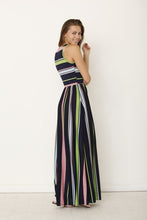 Load image into Gallery viewer, Multi color stripe maxi dress with hidden pocket
