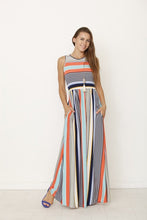 Load image into Gallery viewer, Multi color stripe maxi dress with hidden pocket
