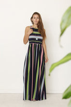 Load image into Gallery viewer, Multi color stripe maxi dress with hidden pocket
