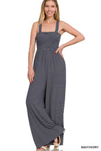 Load image into Gallery viewer, Smocked Top Striped Jumpsuit
