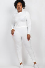 Load image into Gallery viewer, Plus Ribbed Mock Neck Long Sleeve Top&amp;Leggings Set
