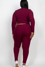 Load image into Gallery viewer, Plus Ribbed Mock Neck Long Sleeve Top&amp;Leggings Set
