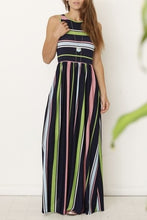 Load image into Gallery viewer, Multi color stripe maxi dress with hidden pocket
