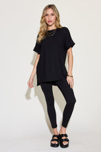 Load image into Gallery viewer, Plus Size Short Sleeve Slit T-Shirt and Leggings Lounge Set
