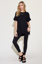 Load image into Gallery viewer, Plus Size Short Sleeve Slit T-Shirt and Leggings Lounge Set
