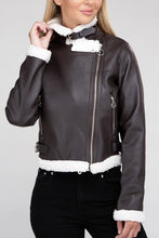 Load image into Gallery viewer, Plush Teddy Trimmed PU Jacket
