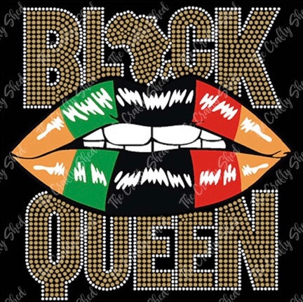 Black History Month Rhinestone  Black Queen Vinyl Lips 